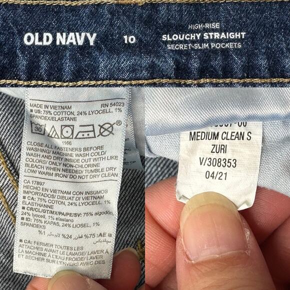 Old Navy high rise slouchy straight distressed jeans women's size 10 - Picture 9 of 11